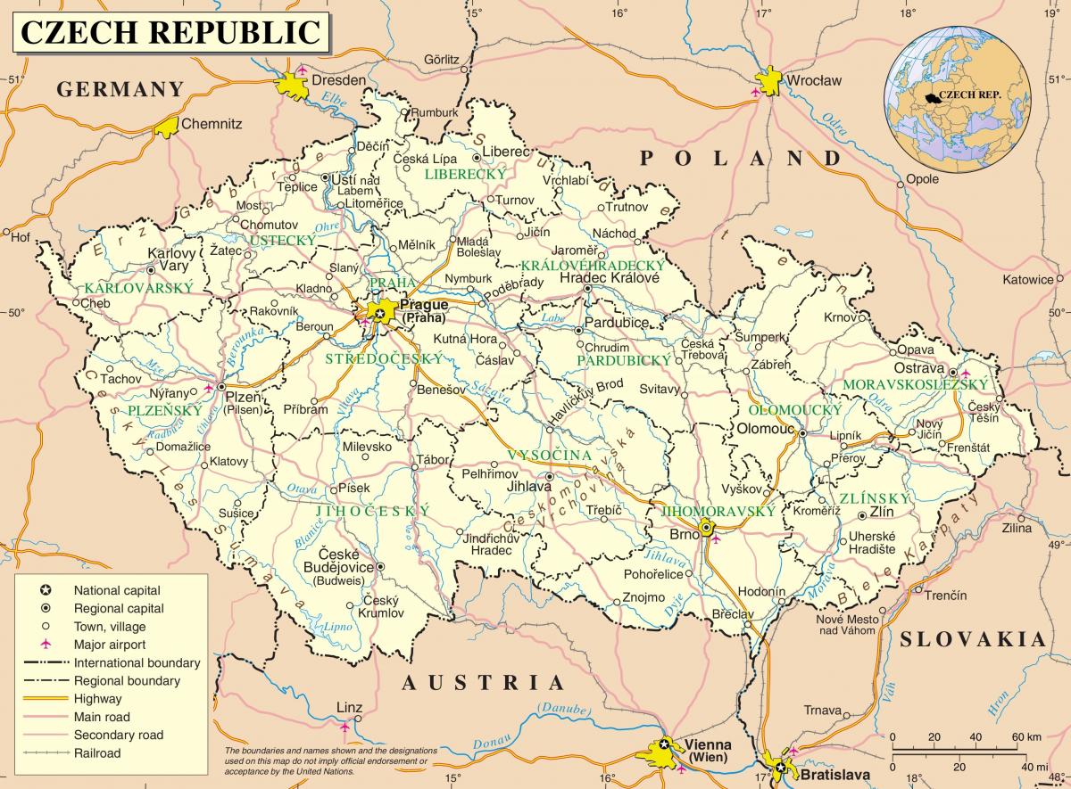 Чешская Республика (Чехословакия) на карте