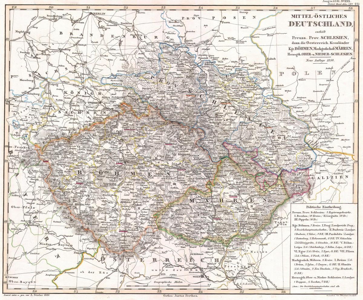 Историческая карта Чешской Республики (Чехословакии)