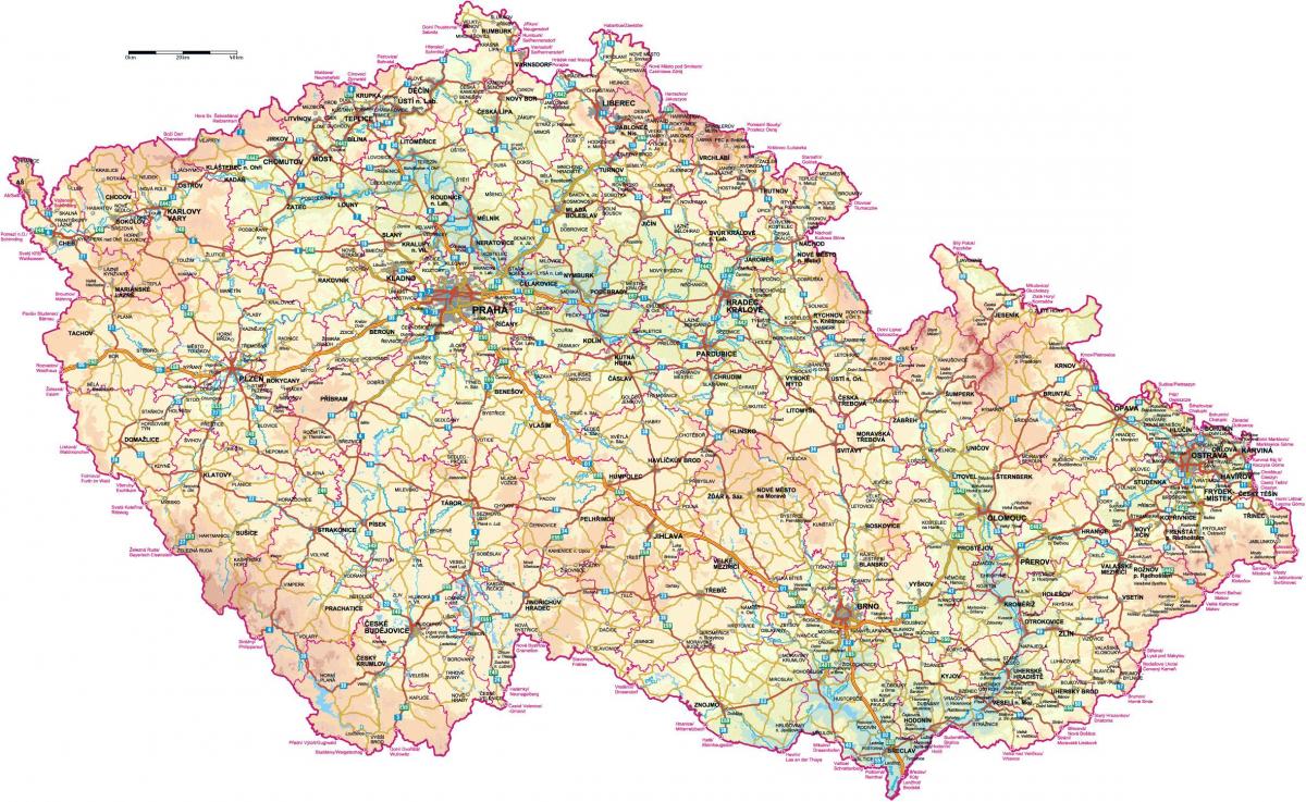 Большая карта Чешской Республики (Чехословакии)